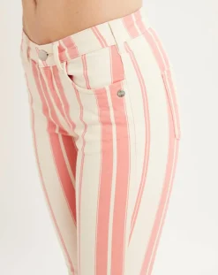 Jean à rayures rose/écru