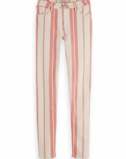 Jean à rayures rose/écru