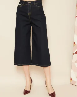 Jean 3/4 évasée bleu foncé