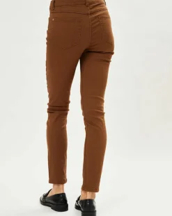 Jean ajusté Gerly en Toile de coton noisette