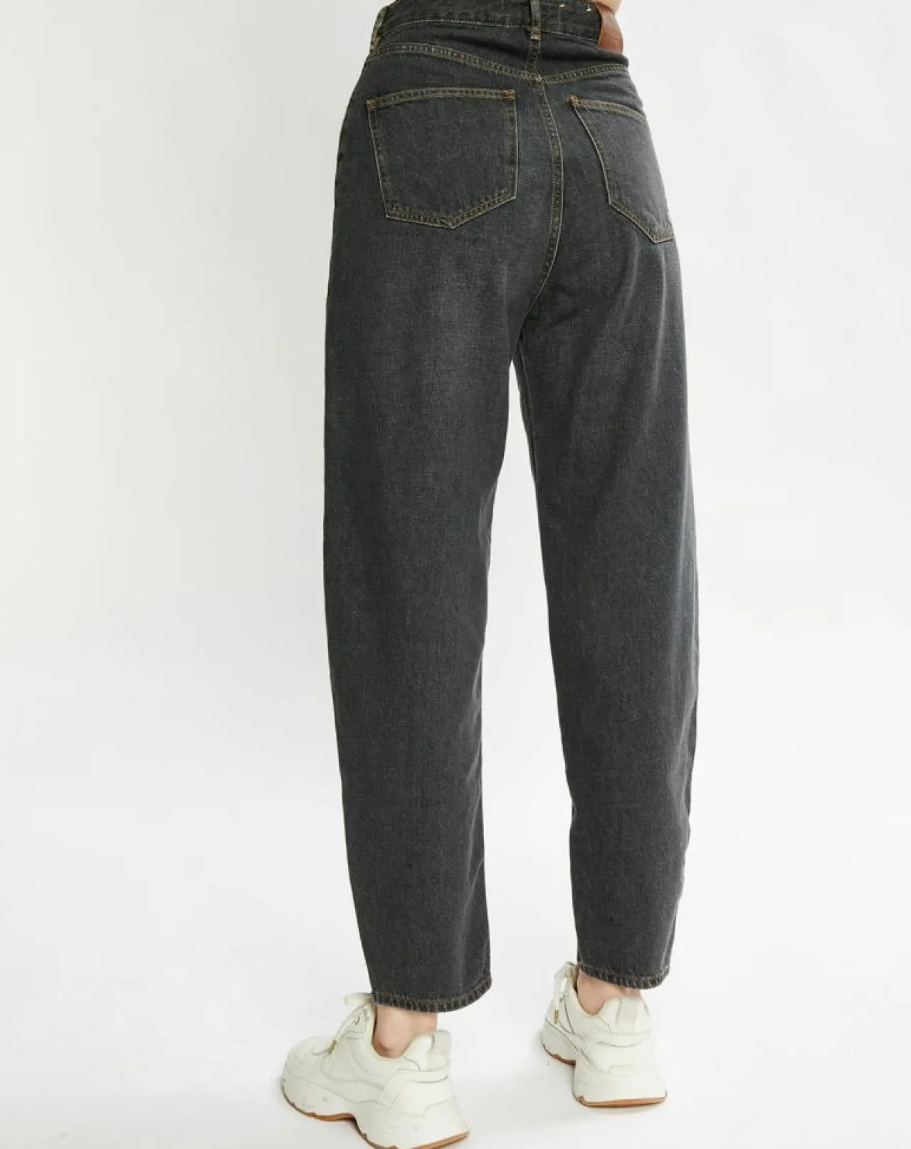 Jean Balloon Ample gris foncé