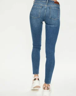Jean bohemienne taille haute Skinny bleu moyen