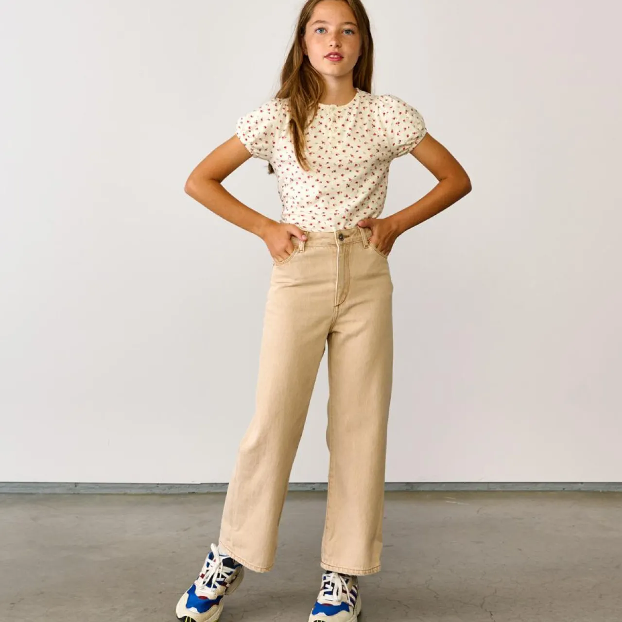 Jean bootcut 100% Coton bio Popies beige