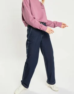 Jean brut large bleu foncé