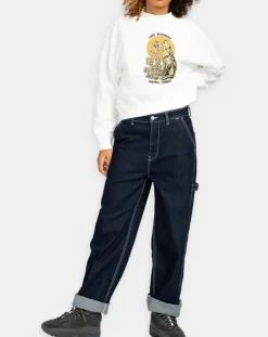 Jean brut large bleu foncé