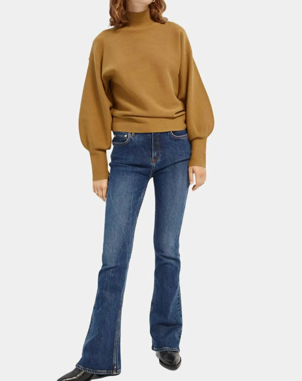 Jean charm flare taille haute bleu moyen