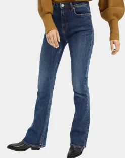 Jean charm flare taille haute bleu moyen