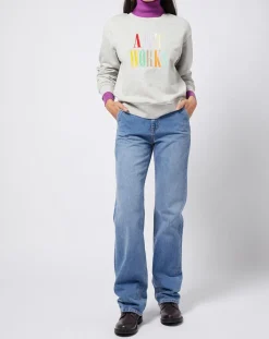 Jean coupe droite taille haute bleu moyen