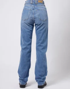 Jean coupe droite taille haute bleu moyen