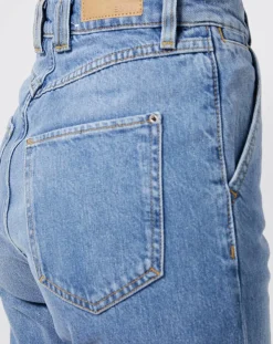 Jean coupe droite taille haute bleu moyen