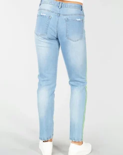 Jean Dejeuner décousu délavé bleu pétrole