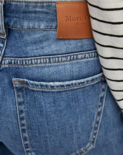 Jean droit en Coton extensible Alby bleu moyen