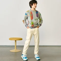 Jean droit en Toile de coton Peyo écru jaune