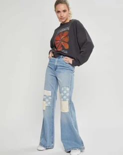 Jean flare Billabong x Wrangler Patchwork bleu clair