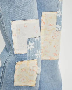 Jean flare Billabong x Wrangler Patchwork bleu clair