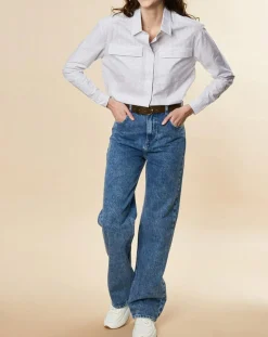 Jean large en Toile de coton Ronda bleu