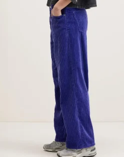 Jean large en Velours côtelé Paty deep purple