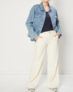 Jean large Wide en Coton mélangé collection EDC by Esprit écru