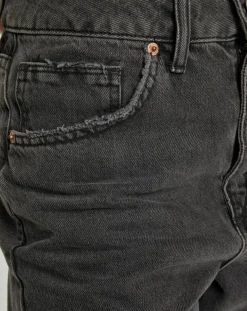 Jean mom en Toile de Coton délavé noir