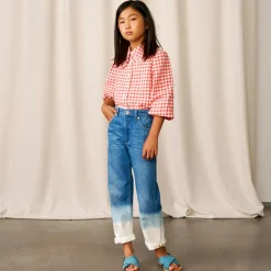 Jean Pinata en Toile de Coton deep-dye bleu brut/blanc