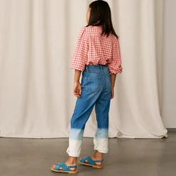 Jean Pinata en Toile de Coton deep-dye bleu brut/blanc