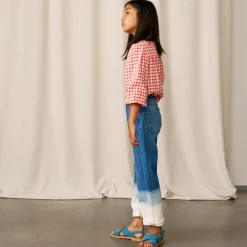 Jean Pinata en Toile de Coton deep-dye bleu brut/blanc