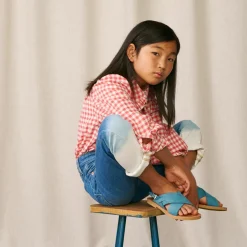 Jean Pinata en Toile de Coton deep-dye bleu brut/blanc