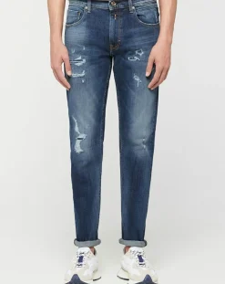 Jean Replay Broken Edge bleu moyen