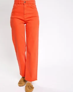 Jean 80's bord franc orange vif
