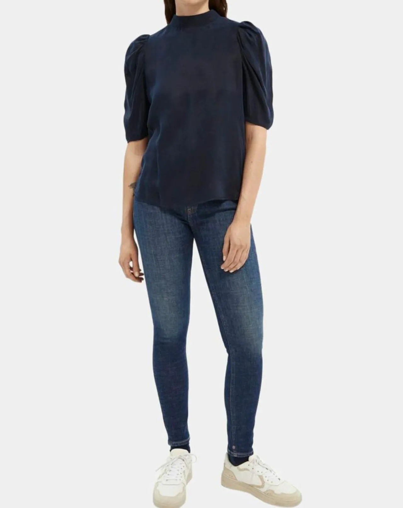 Jean Skinny Bohemienne Tr bleu foncé