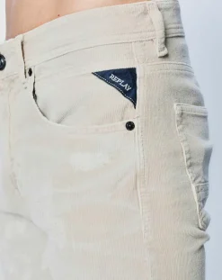 Jean Skinny en Velours côtelé Broken Eged beige