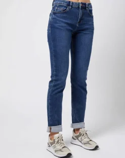 Jean stretch Slim en coton biologique mélangé bleu moyen