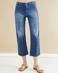 Jean wide-leg Georgia bleu