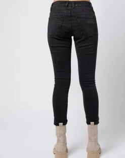 Jegging à taille mi-haute Slim Fit délavé gris foncé