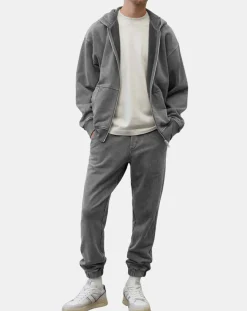 Jogging élastique délavé gris foncé