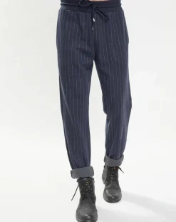 Jogging Regular Fit à rayures bleu nuit