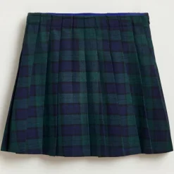 Jupe courte Asra plissée à carreaux bleu/vert