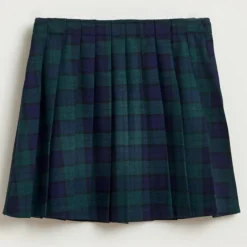 Jupe courte Asra plissée à carreaux bleu/vert