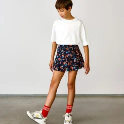 Jupe courte trapèze Pasha à fleurs noir/multicolore