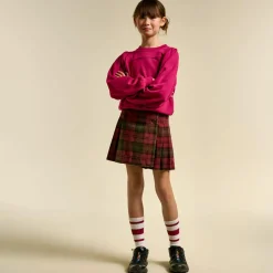 Jupe Halise à carreaux rose