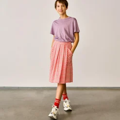 Jupe midi Amici motif vichy rouge/blanc