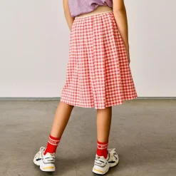 Jupe midi Amici motif vichy rouge/blanc