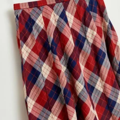 Jupe midi Inès à carreaux rouge/bleu