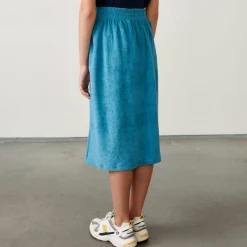 Jupe midi Mona en Coton mélangé bleue