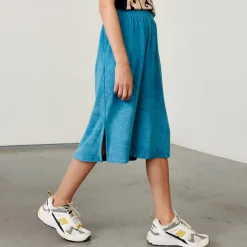 Jupe midi Mona en Coton mélangé bleue