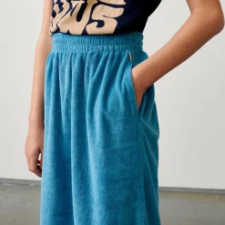 Jupe midi Mona en Coton mélangé bleue