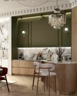 Kerin - Chaise de bar en tissu et pieds métal