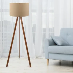 Lampadaire Ayd beige/marron - D.38x140 cm