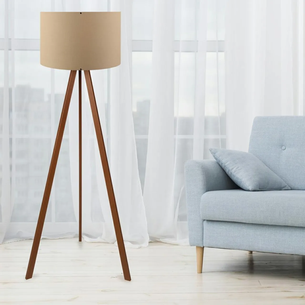 Lampadaire Ayd beige/marron - D.38x140 cm