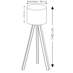 Lampadaire Ayd blanc/chêne - 38x140x200 cm